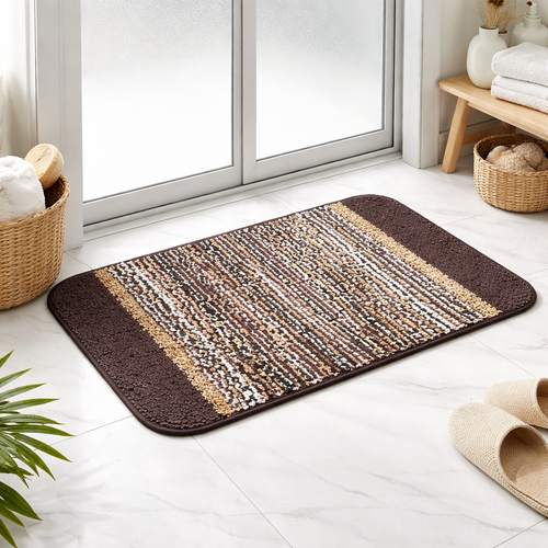 Elegant Weavers Carob Door Mat (38x58 cm) | Micro Polyester Anti-Slip Mat | Soft, Absorbent & Quick-Dry Floor Mat for Home