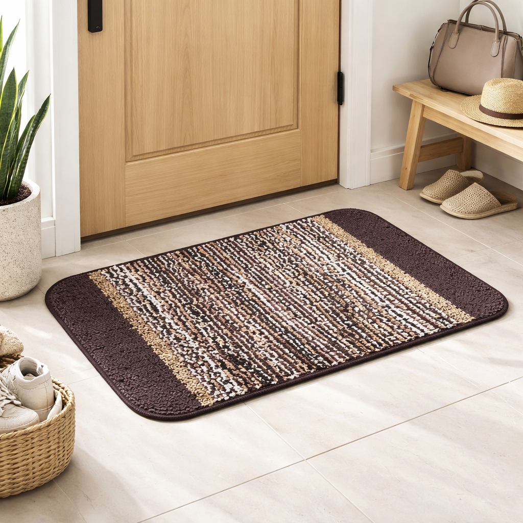 Elegant Weavers Carob Door Mat (38x58 cm) | Micro Polyester Anti-Slip Mat | Soft, Absorbent & Quick-Dry Floor Mat for Home