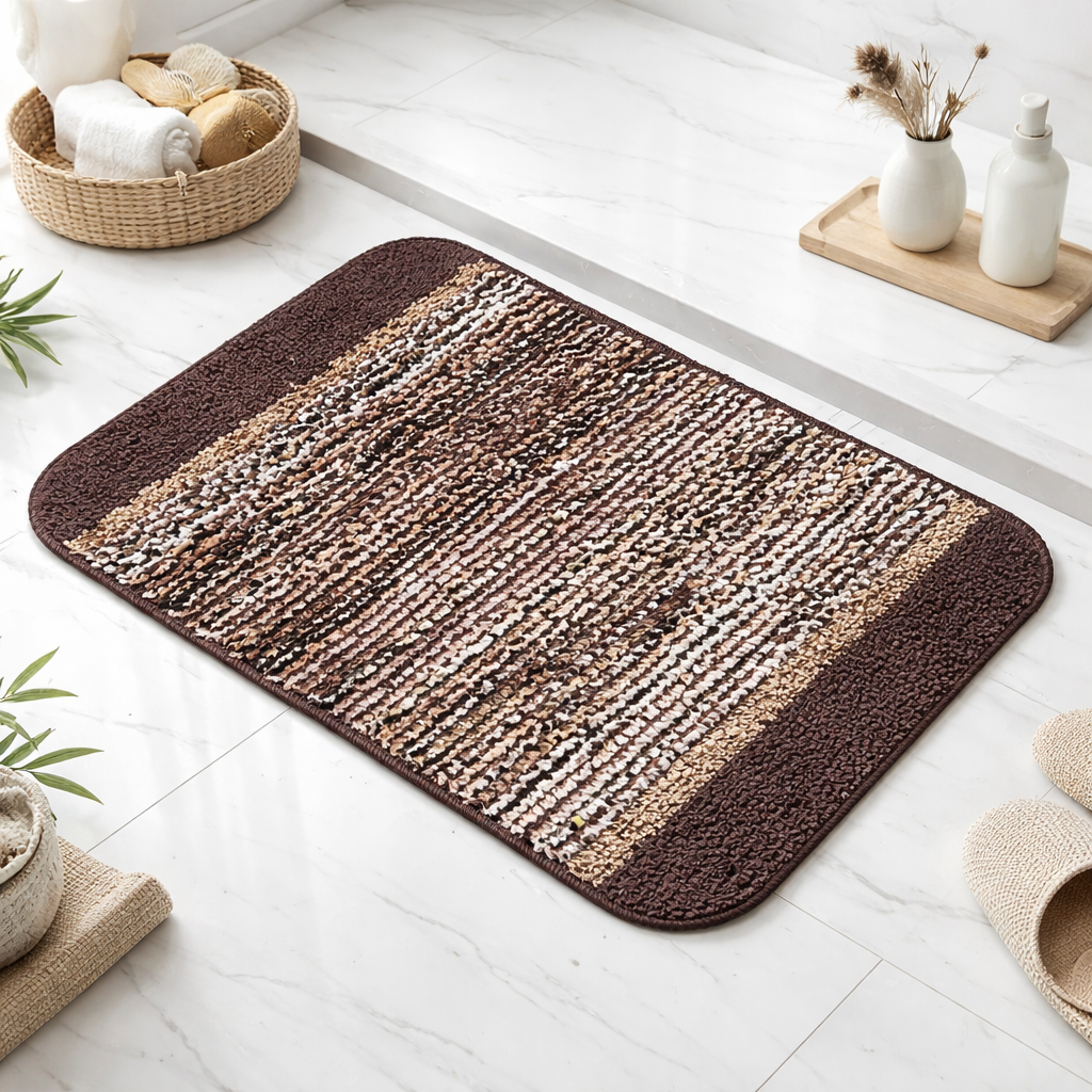 Elegant Weavers Carob Door Mat (38x58 cm) | Micro Polyester Anti-Slip Mat | Soft, Absorbent & Quick-Dry Floor Mat for Home