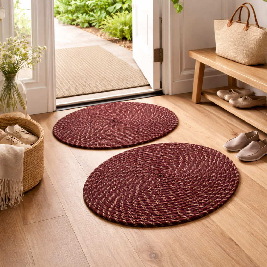 Azure Door Mat Set of 2 (40x40 cm) | Anti-Slip Entrance Mats | Durable & Absorbent Floor Mats for Home