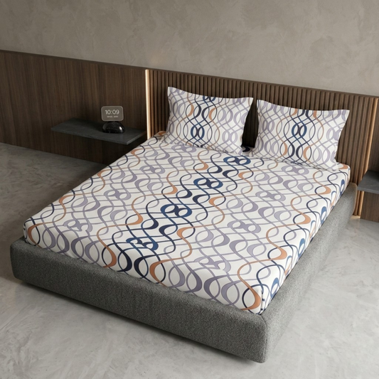 Elegant Weavers Alabaster Double Bedsheet with 2 Pillow Covers (215x230 cm) | Microfiber Ziggy Design Bedding Set | Soft, Durable & Easy Care