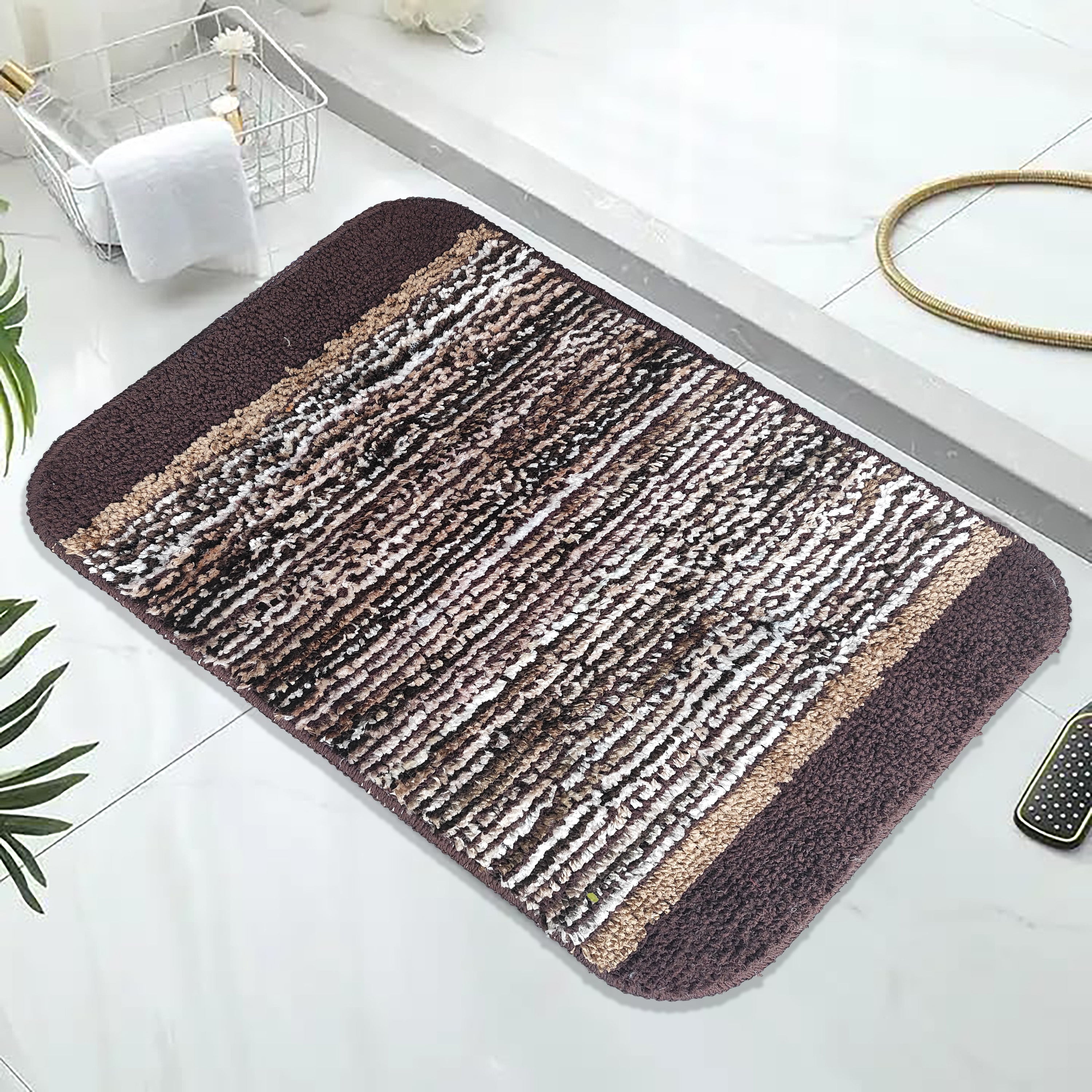Elegant Weavers Carob Door Mat (38x58 cm) | Micro Polyester Anti-Slip Mat | Soft, Absorbent & Quick-Dry Floor Mat for Home